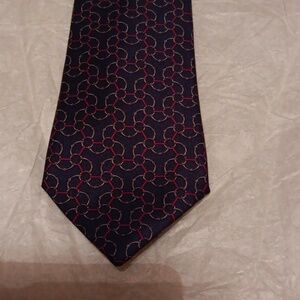 VINTAGE HERMES NAVY, RED & GOLD SILK TIE